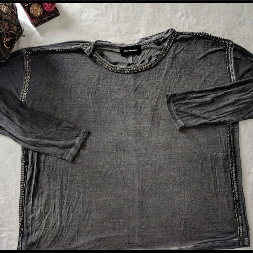 The Kooples Embellished Grey Long Sleeve